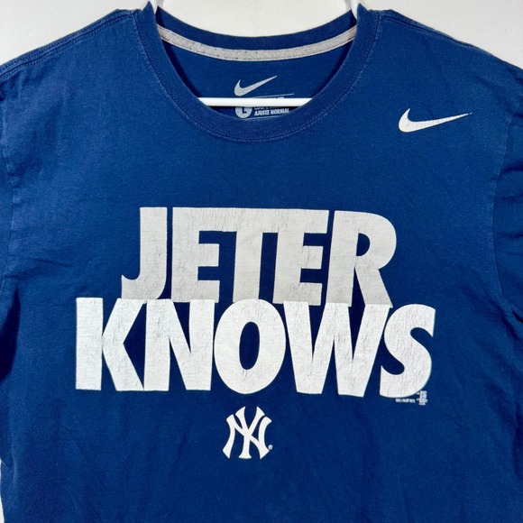 Nike Jeter Knows New York Yankees MLB NY Graphic‎ T-Shirt Mens Sz Large Y2K - Picture 2 of 6